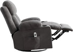 Swivel Rocker Recliner Chair with Vibration Massage & Lumbar Heating, Ergonomic Lounge Chair for Living Room, Rocking Function, Side Pocket, 2 Cup Holders, USB Charging Port