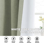 H.VERSAILTEX Linen Curtains 100% Blackout Curtains for Bedroom 63 inch Long Full Light Blocking Nature Linen Blended Window Curtains for Living Room Nickel Grommet (2 Panels, Heathered Tea)