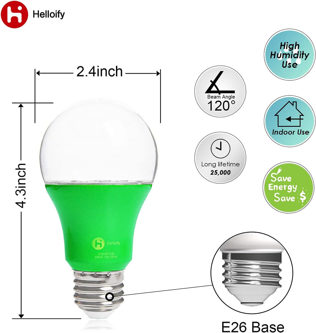 helloify A19 LED Plant Grow Light Bulb, 9W, Equivalent 100W, DIY Horticulture & Indoor Gardening, Growing Light for Indoor Plants, Flowers, Greenhouse, 2 Count, White and Red spectrum(Pink)