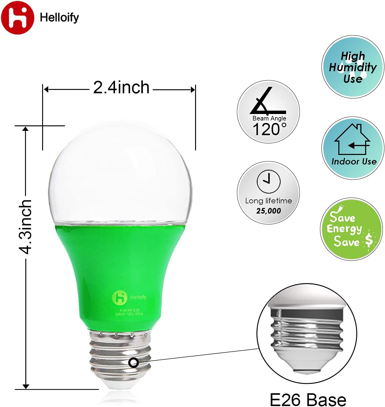 helloify A19 LED Plant Grow Light Bulb, 9W, Equivalent 100W, DIY Horticulture & Indoor Gardening, Growing Light for Indoor Plants, Flowers, Greenhouse, 2 Count, White and Red spectrum(Pink)