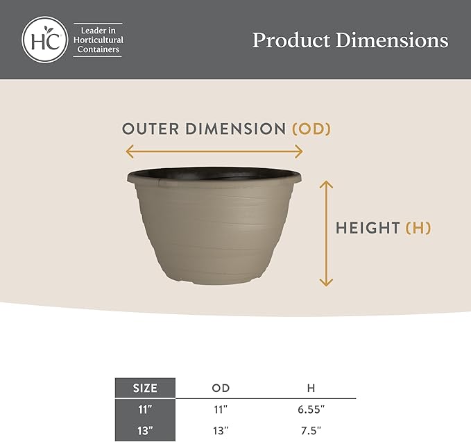 The HC Companies 11 Inch Wrapt Hanging Planters, Lightweight UV-Resistant Plastic Hanging Planters for Indoor & Outdoor Plants, 2-Pack Hanging Flower Pots for Garden, Patio & Home Decor, Black