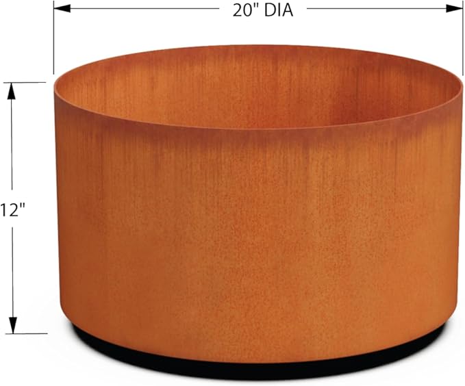 PLANTERCRAFT Corten Steel Metal Planter Box, Round Sizes, Modern Garden Steel planters for Commercial and Residential Outdoor Use.