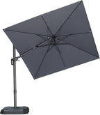 PURPLE LEAF 8' X 8' Left-right Tilting Patio Umbrella Outdoor Cantilever Swivel Square Umbrella Aluminum Offset Umbrella with 360-degree Rotation for Garden Deck Pool Patio Light Grey
