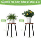 Wood Plant Stands Indoor, 16.7" Tall Plant Stand Outdoor Mid-Century Plant Stool, Single Plant Table Modern Small Round Side/End Table for Living Room, Balcony, Office (Brown)