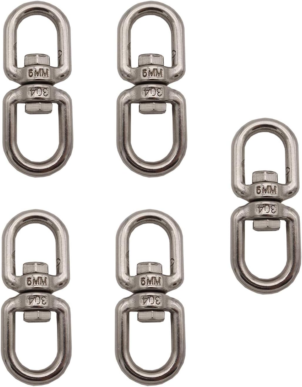 D-Worthy Pack of 5 Stainless Steel Hanging Basket Spinners Swivel Hook for Hanging Plants Pot Wind Chimes Bird Feeder (2-3/4)