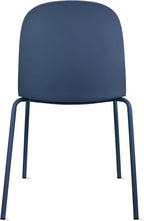 2xhome Parent Modern Stackable Armless Dining Chair | Plastic Shell Seat with Metal Legs | Indoor or Outdoor Use | Home Kitchen Patio (1, Blue, Padded Seat)
