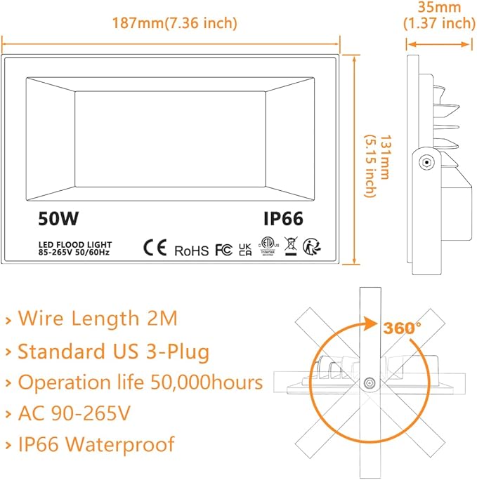 MELPO Led Flood Light 500W Equivalent, RGBW Led Outdoor Lights Colored Floodlight with Remote,50W,5000ML 2700K,120 Colors, Timing, Dimmable, Custom Modes, Landscape Lighting (2 Pack)
