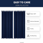 Waterproof Outdoor Curtain W105 x L84 - Grommet Top Sunlight Blocking Window Treatment Drapes Blackout Curtains for Home Bedroom Living Room Outdoor Patio Porch Pergola Cabana Gazebo (Navy, 2 Panels)