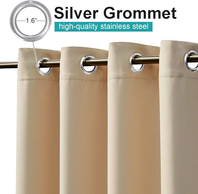 NICETOWN Indoor & Outdoor Curtain for Patio Waterproof 108" Long, Triple Weave Sunlight Blocking Thermal Insulated Privacy Room Darkening for Bedroom & Outdoor, Biscotti Beige, 1 Panel, 52" Wide