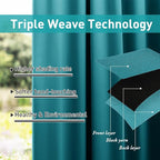 NICETOWN 2 Panels Peacock Teal Patio Curtainss Outdoor Waterproof with Self-Adhesive Tab Top, Thermal Insulated Heat & Cold Blocking Outdoor Curtainss for Easy Hanging & Sliding, W52 x L108