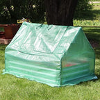 sunnydaze steel raised garden bed with mini greenhouse showing dimensions