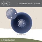 Classic Home and Garden Corinthian Resin Flower Pot Planter, Ivory Ash, 8"