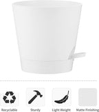 FaithLand 2-Pack 9 Inch Planter Pots for Indoor Outdoor Plants, Self Watering Flower Pots with Deep Reservoir, White …