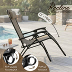 2-Pack Adjustable Zero Gravity Lounge Chair with Steel Mesh Fabric: Reclining Lawn Chair Featuring Comfort Pillow, Cup Holder Tray, and Customizable Recline Positions