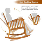 Tangkula Outdoor Acacia Wood Rocking Chair, Wooden Rocker w/Detachable Washable Cushions, Rocker for Porch Garden Patio Balcony Pool Indoor (1, Teak)