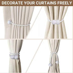 Hion Magnetic Curtain Tiebacks White 4 Pack, Curtain Tiebacks Buckles Holdbacks Holders Hooks Clip for Home Bedroom Office Decorative Thick or Thin Curtain