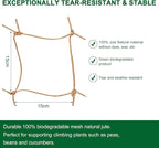 Jute Trellis Netting - Jute Netting for Garden, Heavy Duty Plant Support Netting for Climbing Plants, Cucumber, Vine, Fruits & Vegetables, Climbing Vining Plants (3.3 Ft X 16.4 Ft, 5.9 Inch Squares)