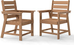 HDPE Dining Chair Set of 2, All-Weather Heavy Duty, Cedar | Patio Dining Chair with Armrests, Wood Grain Texture, Outdoor Furniture for Backyard, Garden