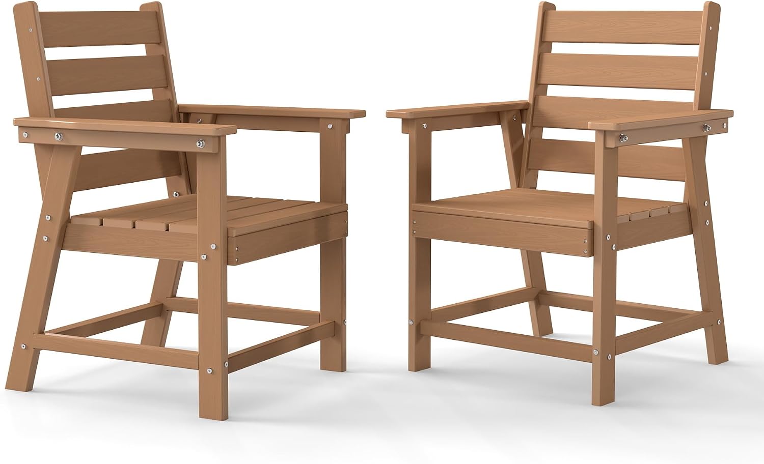 HDPE Dining Chair Set of 2, All-Weather Heavy Duty, Cedar | Patio Dining Chair with Armrests, Wood Grain Texture, Outdoor Furniture for Backyard, Garden