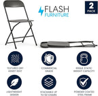 Flash Furniture Hercules Series Plastic Folding Chairs for Parties and Weddings, Stackable Commercial Event Seats with 650-lb. Static Weight Capacity, Set of 2, Black