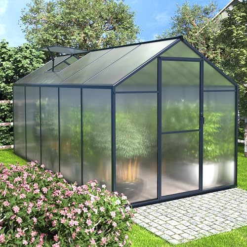 veikou 6' x 10' greenhouse, upgraded polycarbonate green shown in use