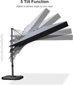 PURPLE LEAF 6.5' X 10' Left-right Tilt Patio Umbrella Outdoor Cantilever Swivel Rectangle Umbrella Aluminum Offset Umbrella with 360-degree Rotation for Garden Deck Pool Patio Grey