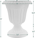 Arcadia Garden Products PL10SL Classic Traditional Plastic Urn Planter Indoor/Outdoor, 15" x 13", Brushed Silver