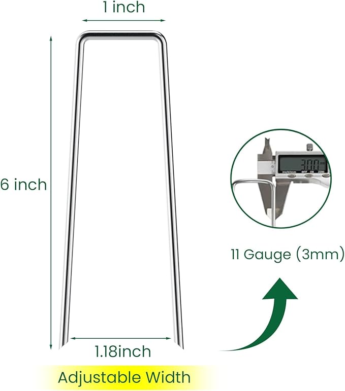 6 Inches Heavy Duty Galvanized Steel Garden Stakes Staples Securing Pegs for Securing Weed Fabric Landscape Fabric Netting Ground Sheets and Fleece, Christmas Decoration, Accessories (10, Silver)