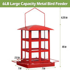 Bird Feeder, 6 LBs Large Capacity Bird Feeders for Outdoor Hanging | Heavy Duty Metal, Wild Birdfeeder, 4 Perches, Rainproof Waterproof, Easy to Fill and Clean, For Outside Garden Yard
