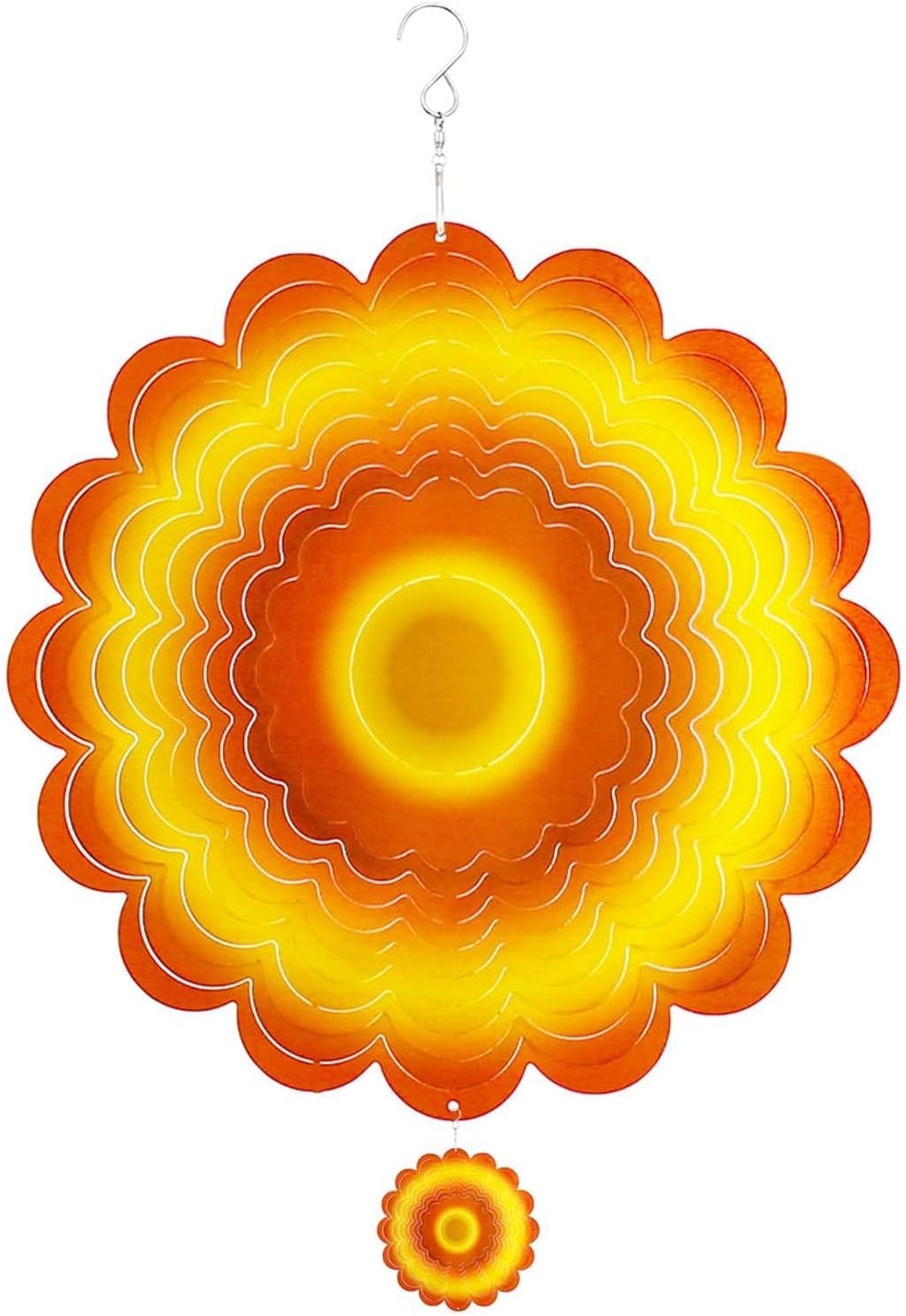 Sun Wind Spinner Outdoor Decor, Yellow Orange Sunflower 6 Inch 3D Wind Sculpture for Garden Patio Yard Hanging, Ideal Gifts for Mom Women