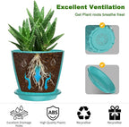 6 Pack 6 Inch Indoor Plant Pots with Drainage Holes, Outdoor Plastic Decorative Flower Pots, Garden Planters with Tray Saucers for Orchids, Violets, Succulents, Herbs, and Other Plants