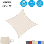 AsterOutdoor Sun Shade Sail Rectangle 10' x 10' UV Block Canopy for Patio Backyard Lawn Garden Outdoor Activities, Cream