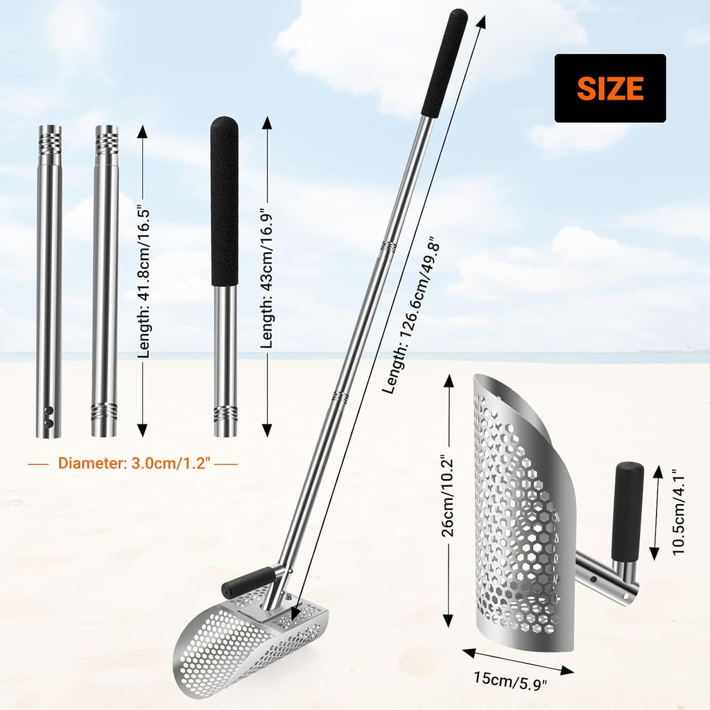 long handle sand scoop with shovel for metal, side view