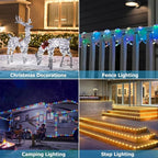 50ft Outdoor Rope Light, IP68 Waterproof 25 Color Changing String Lights with 149 Modes, Warm White & RGB LED Multicolor Twinkle Fairy Tube Lights for Indoor & Outside Railing, Balcony, Patio Decor