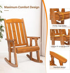 VINGLI Outdoor Rocking Chair Set of 2, Heavy Duty 600 LBS Wooden Rocking Chair with Comfortable Backrest, Weatherproof Rocker with Ergonomic Design, Suit for Patio, Garden, Yard, Teak