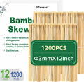 1200PCS 12 inch Bamboo Skewers for Wooden Sticks， BBQ，Appetiser，Fruit，Cocktail，Kabob，Chocolate Fountain，Grilling，Kitchen，Crafting and Party. Φ=3mm, More Size Choices 6"/8"/10"/12"/36"