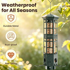 Metal Hanging Squirrel Proof Bird Feeders, Gravity Spring Closure System, Chew Resistant, Large Capacity, Weatherproof Bird Feeders for Outdoors, Olive Green