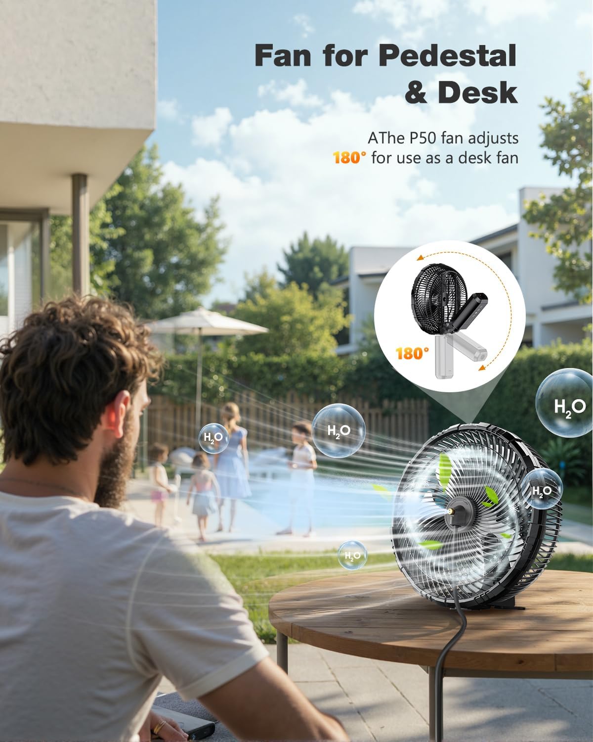 outdoor misting fan for outside, 12-inch 20000mah portable, package contents