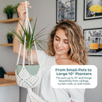 Nook Theory 4-Pack Macrame Plant Hangers with 8 Hooks - Hanging Planters for Indoor Plants, Boho Macrame Hangers Indoor Outdoor, Decorative Plant Hanger Indoor (Black)
