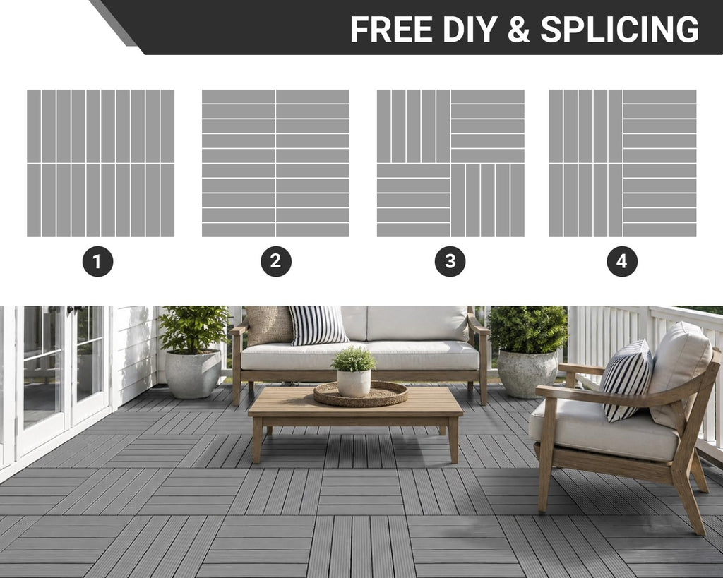 primezone 36 pcs plastic interlocking patio deck tiles, package contents