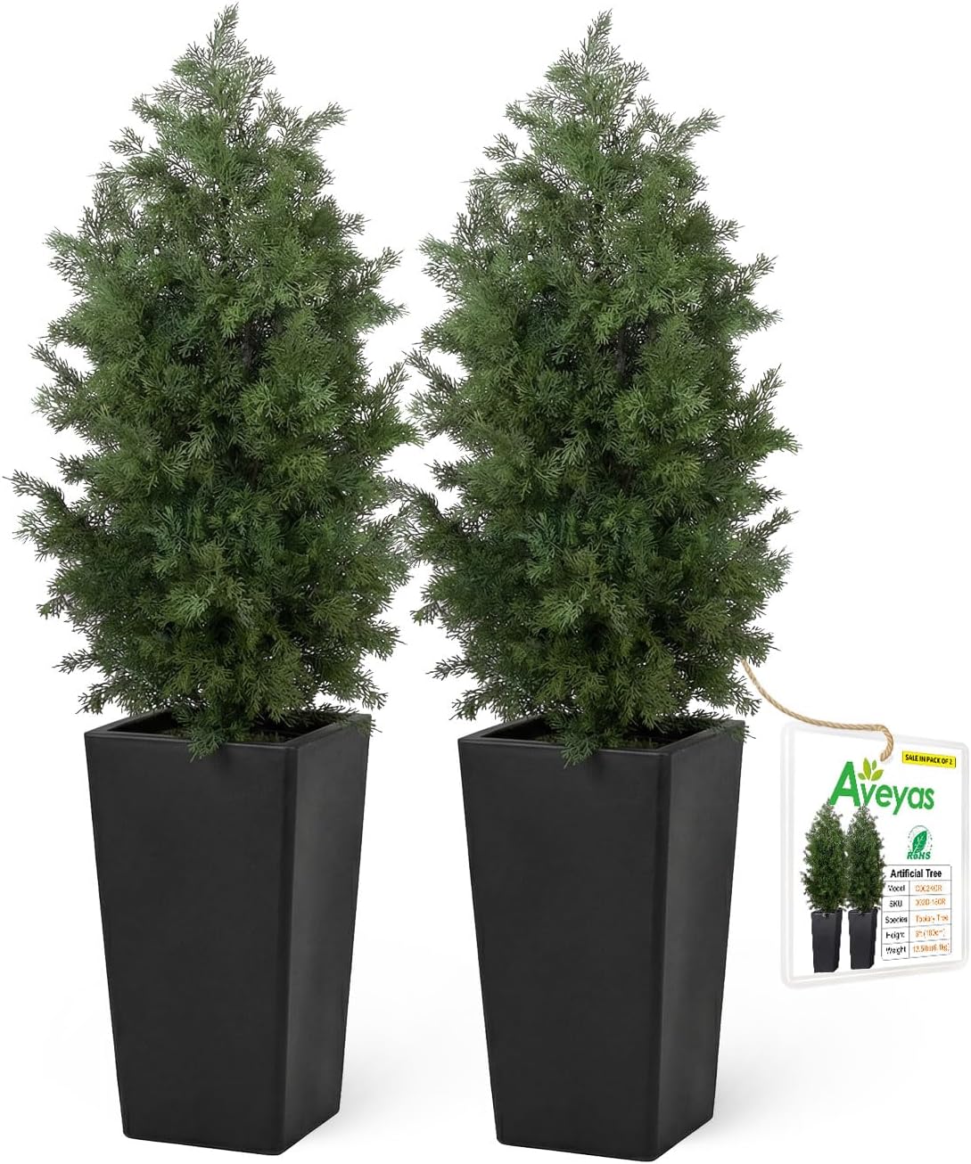 aveyas 4ft artificial cedar topiary trees, 4 feet, main product view