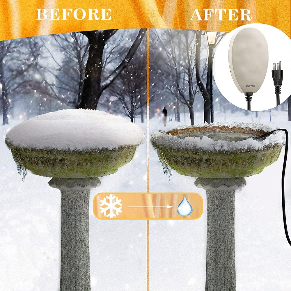Birdbath Deicer Bird Bath Heater for Outdoors in Winter Thermostatically Controlled Chicken Water Heater Made of Heavy Duty Premium Cast Aluminum 60W Immersion Deicer for Garden Yard Lawn
