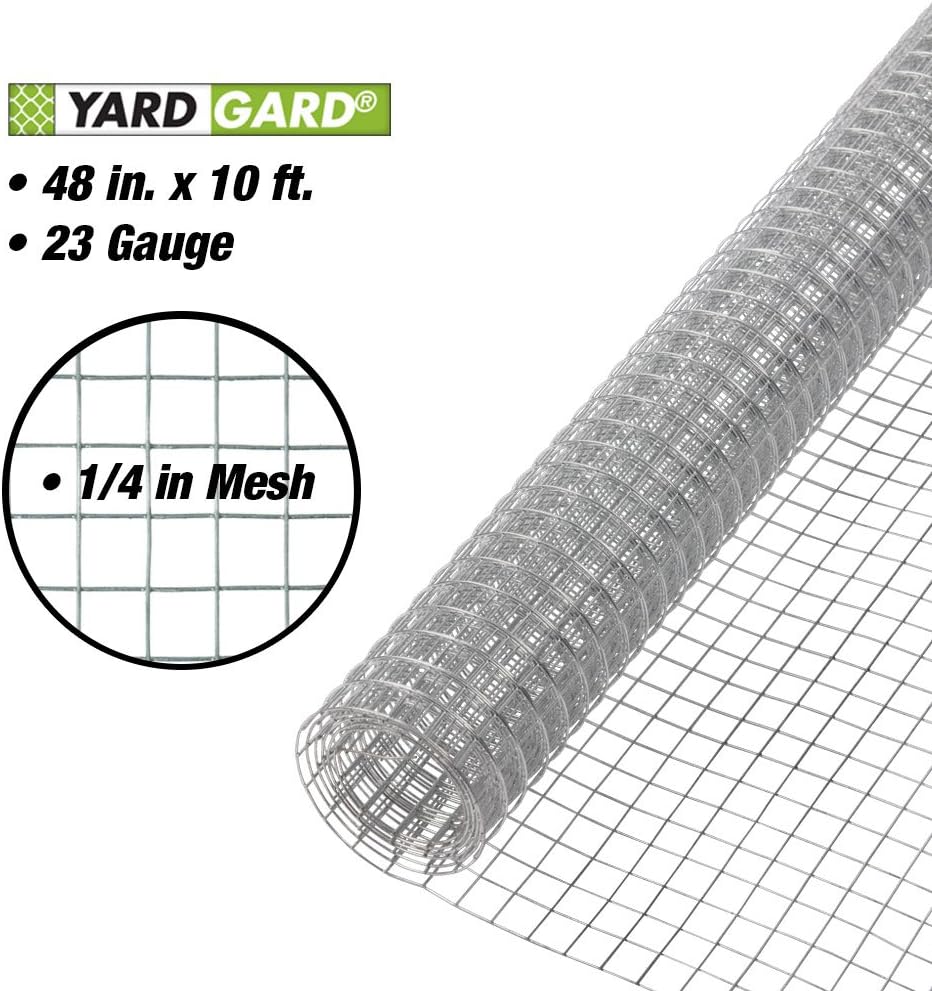 YARDGARD 1/4 Inch Mesh Welded Wire Fence Hardware Cloth, 23 Gauge Galvanized Steel for Garden Protection, Small Animal Control, Cages and Craft Projects, 48 Inches x 10 Feet