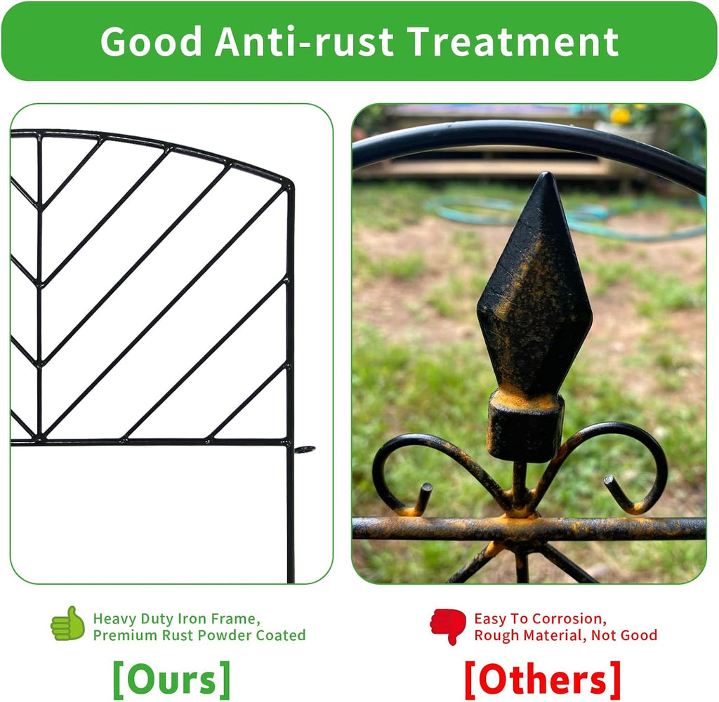 decorative fence 17in x 7.9ft garden metal fence, side view