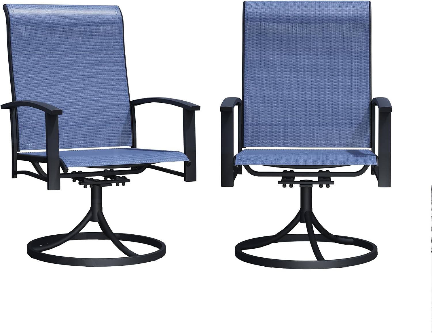 Patio Swivel Chairs Set of 2, All-Weather Swivel Rocker Chair, Outdoor Dining Chairs with High Back, Porch Chairs for Lawn, Porch, Garden, Blue