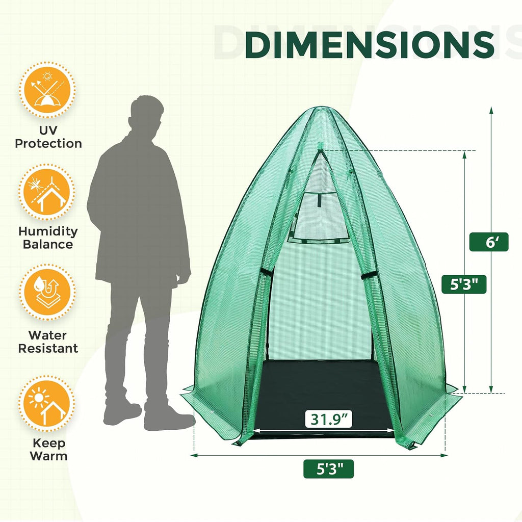 eagle peak portable mini dome greenhouse with zippered, close-up detail
