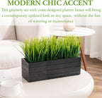 mygift artificial green grass plants in vintage black, close-up detail