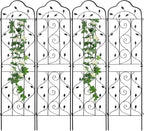 hogardeck 4 Packs 72 * 18 inch Metal Garden Trellis for Climbing Plants Outdoor,Heavy Duty,Black Coating Rustproof Trellis for Rose, Vegetable, Flowers, Expandable,Perfect for Training Climbing Plants