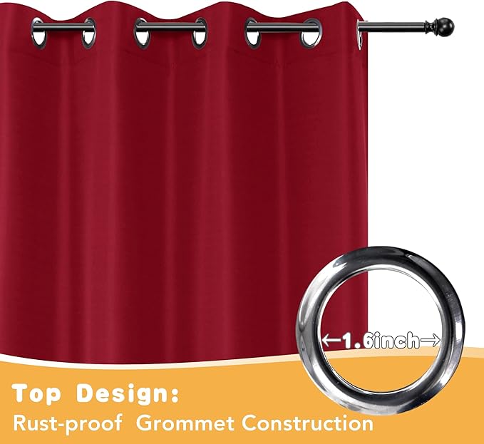 HolidayIdeas Red Outdoor Curtains for Patio Waterproof, 2 Panels - 54 x 95 Inch - Privacy Protection & Light Filtering Curtains Grommet Outside Curtains for Porch, Gazebo, Pergola, Backyard