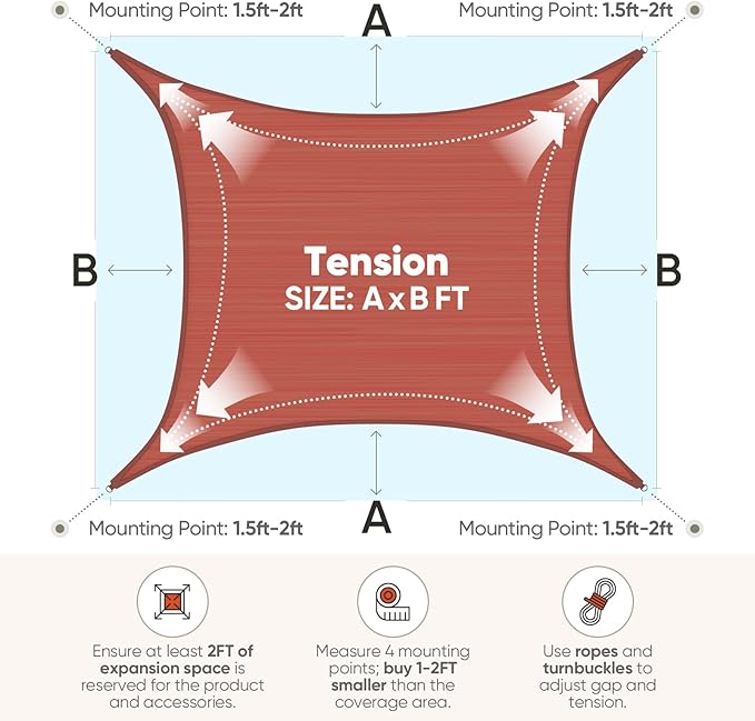 Quictent 20x16ft 185G HDPE Rectangle Sun Shade Sail Canopy 98% UV Block Outdoor Patio Garden with Hardware Kit (Terracotta)